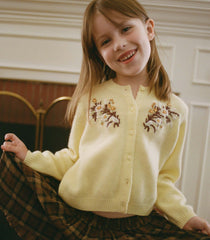 BABETTE CASHMERE CARDIGAN -- BUTTERCUP FLORAL EMBROIDERY