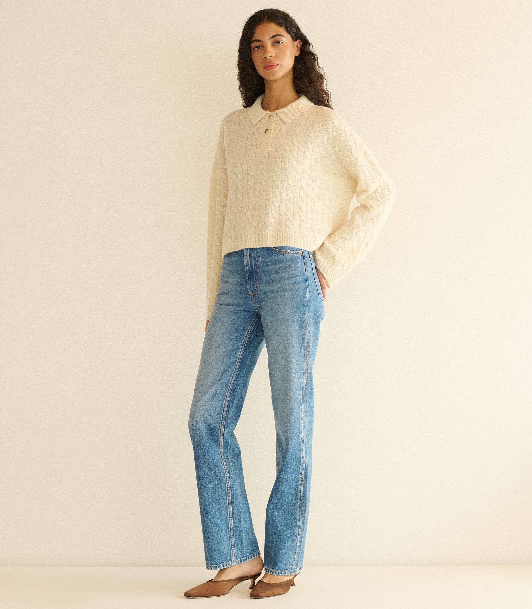 CAMBRIDGE CASHMERE SWEATER -- MAGNOLIA