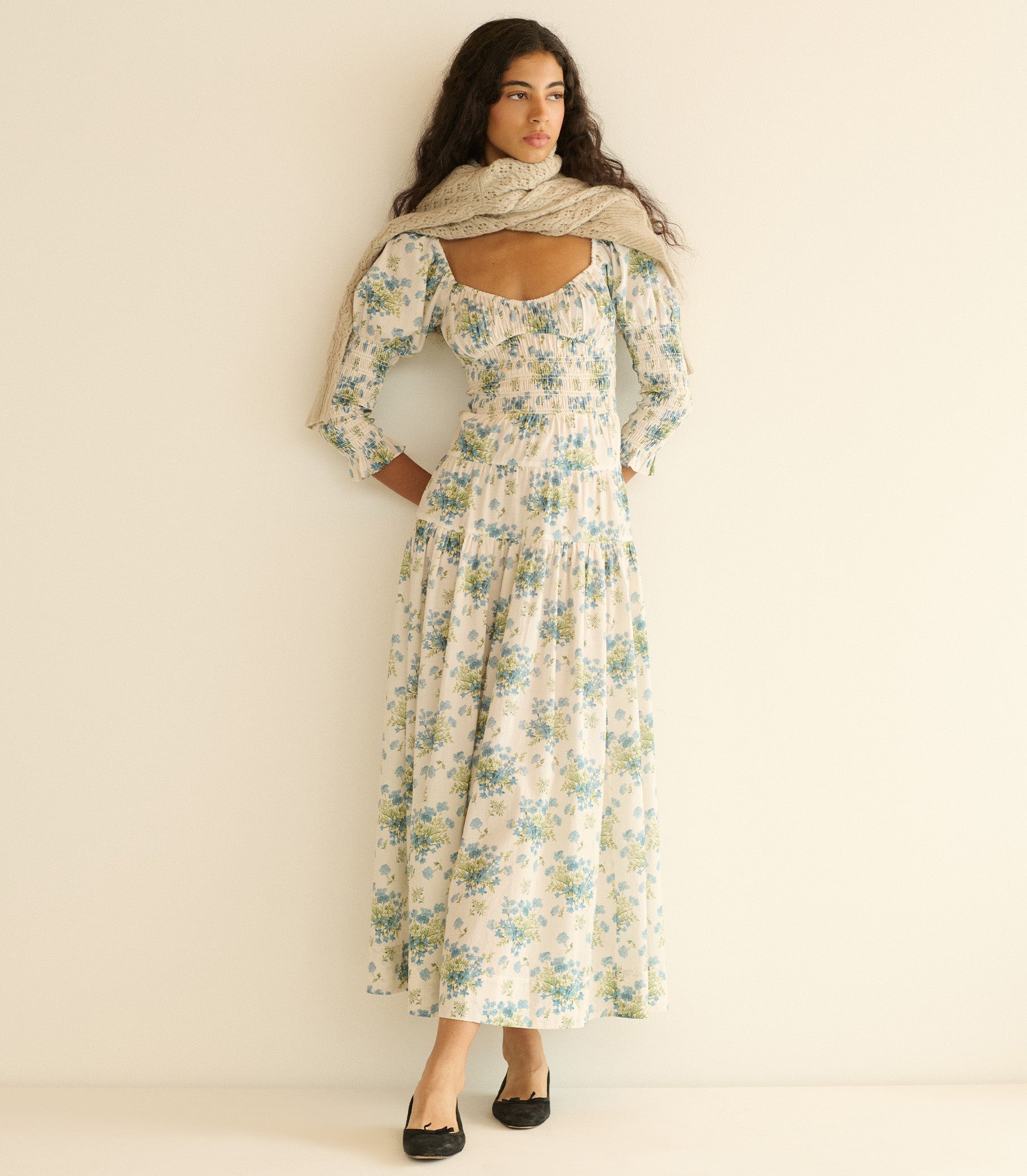 SERAPHINA DRESS -- CRÈME LANTANA FLORAL