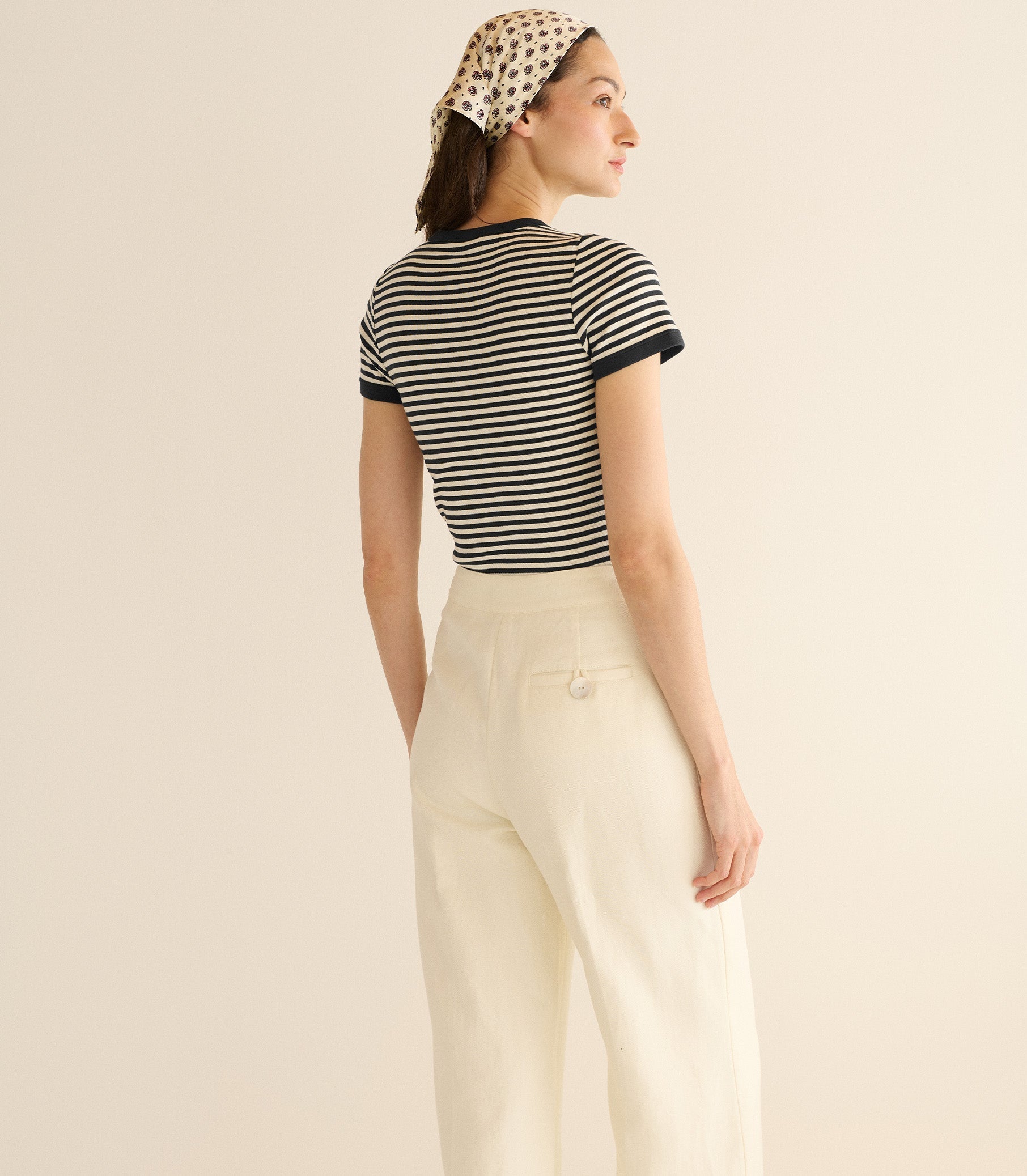 VIVI TEE -- BLACK NANTUCKET STRIPE